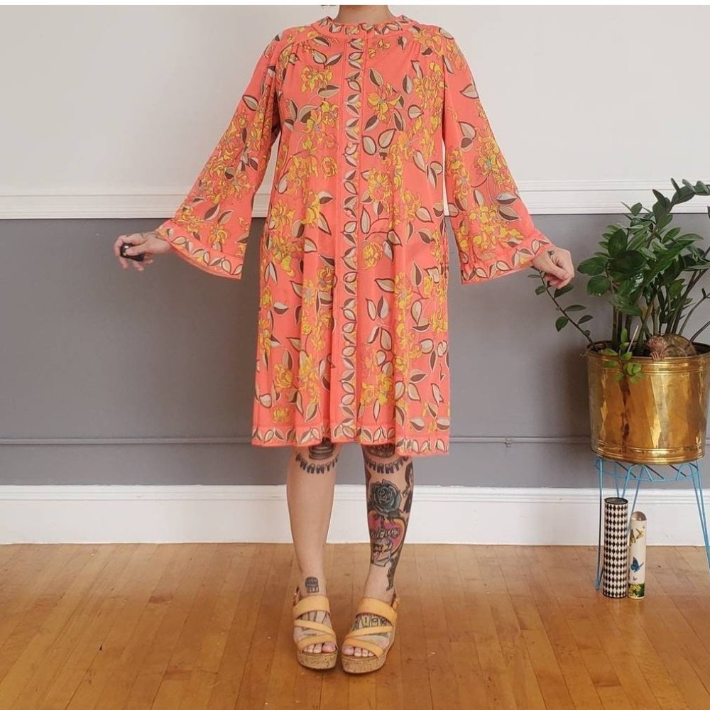 60s/70s Emilio Pucci for Formfit Rogers Semi Sheer Nightgown w/ Pockets